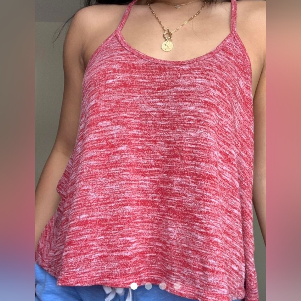 American Eagle Outfitters Red & White Marled Tank Top, Size XS/TP